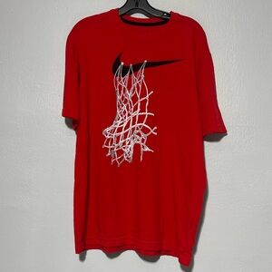 Nike The Swoosh Net Tee Basketball Dri-Fit Crew Neck Red Men Size XL